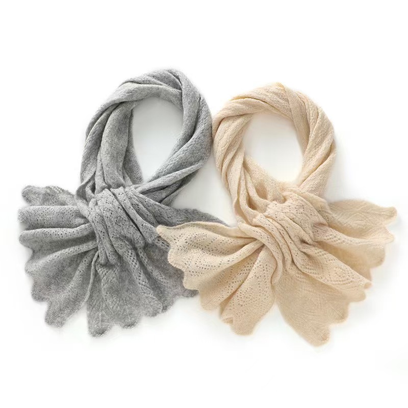 T814 autumn and winter new cashmere women's versatile fashion neck warm perforated knitted shawl solid color scarf