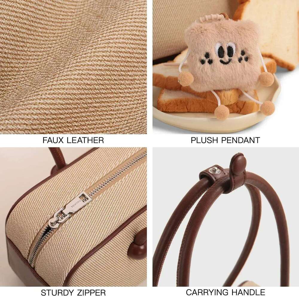 TOUTOU Women Boston Bowling School Canvas Original Brand Female Replica Handbag Cute Pendent Underarm Bag Valentine Gift