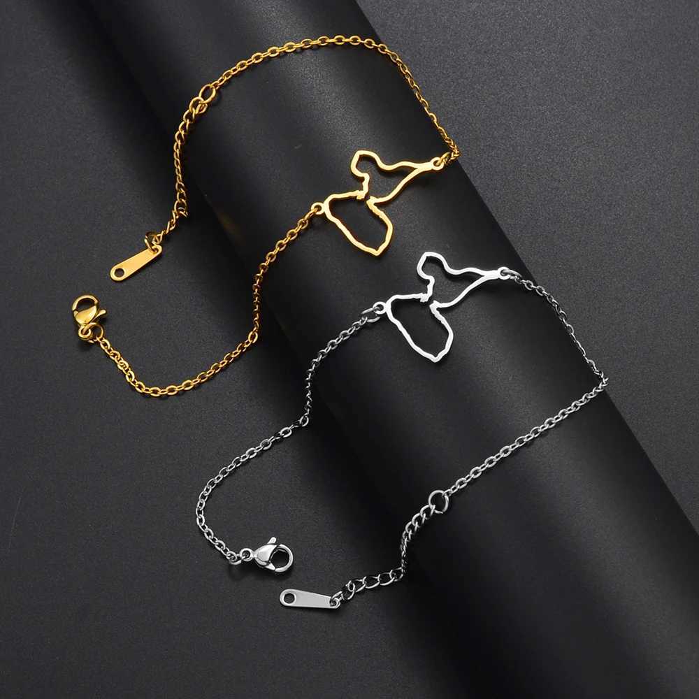 Anniyo 18CM + 4CM France Guadeloupe Map Bracelet for Women Stainless Steel Jewelry Foot-Chain # 320921 W250526
