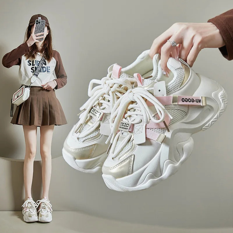 Womens Sneakers Tennis Female Shoes Platform Roses Trainers Mesh Black Casual Thick Sole Fashion Summer Leisure Sneakers Me 250526