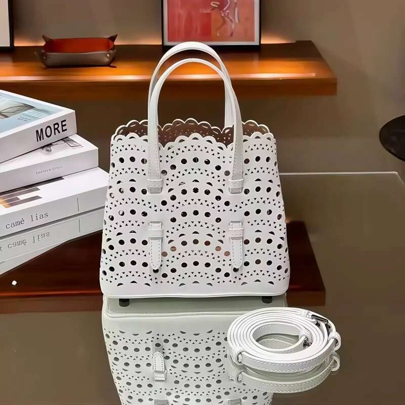 2025 Genuine Leather Women's Shoulder Bag Fashion Hollow-Out Designer Tote Handbag