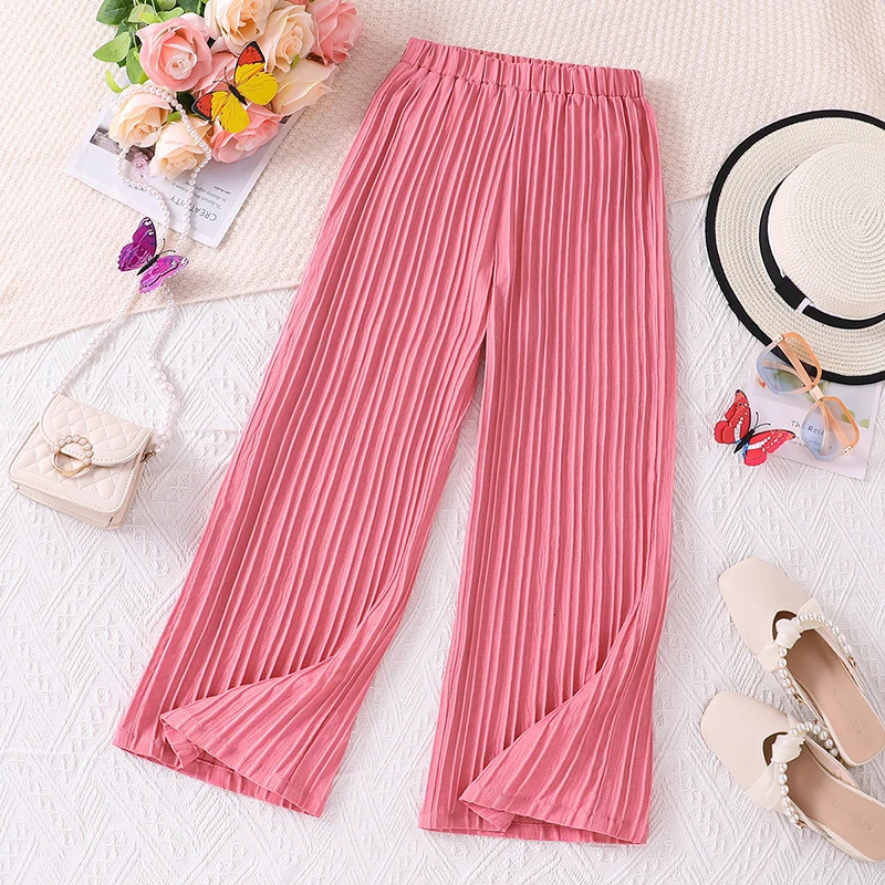Girls Loose Casual Breathable Long Pants 812 Years Old Summer Candy Color Fashion Classic Straightleg 250527
