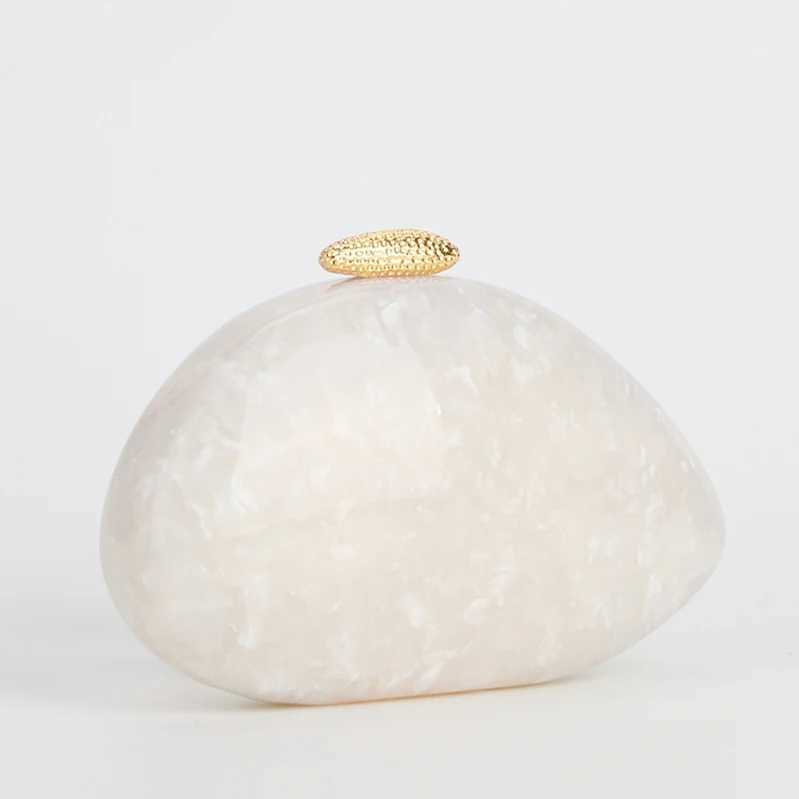 Egg shape Clutch Bag Acrylic purse women wedding evening party cute ivory pearl box purse handbag summer new 2025 W250527