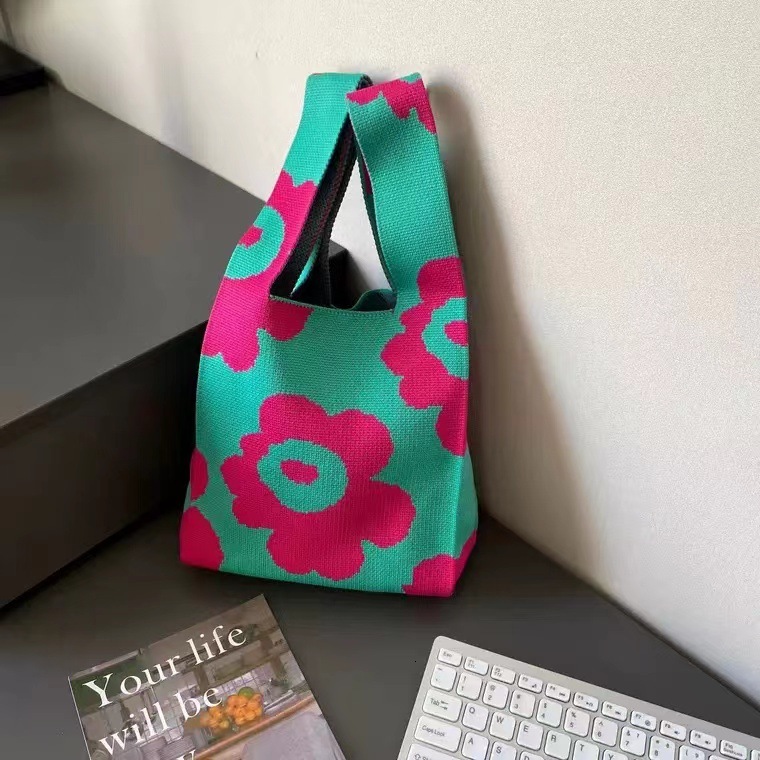 Top quality Brand High Quality New Style Style Knitted Bag Fashion Simple Knit Shoulder Bag Floral Tote Bag Factory New Free Delivery Designer Bag