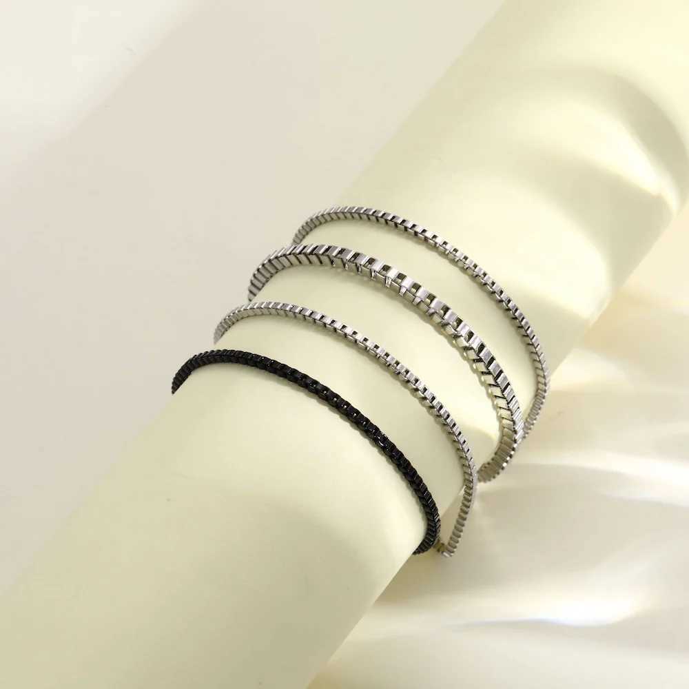 4pcs/set Stainless Steel Box Chain Bracelet Hip Hop Men Multi-layer Bracelet Jewelry Fashion Accessories Gifts W250526