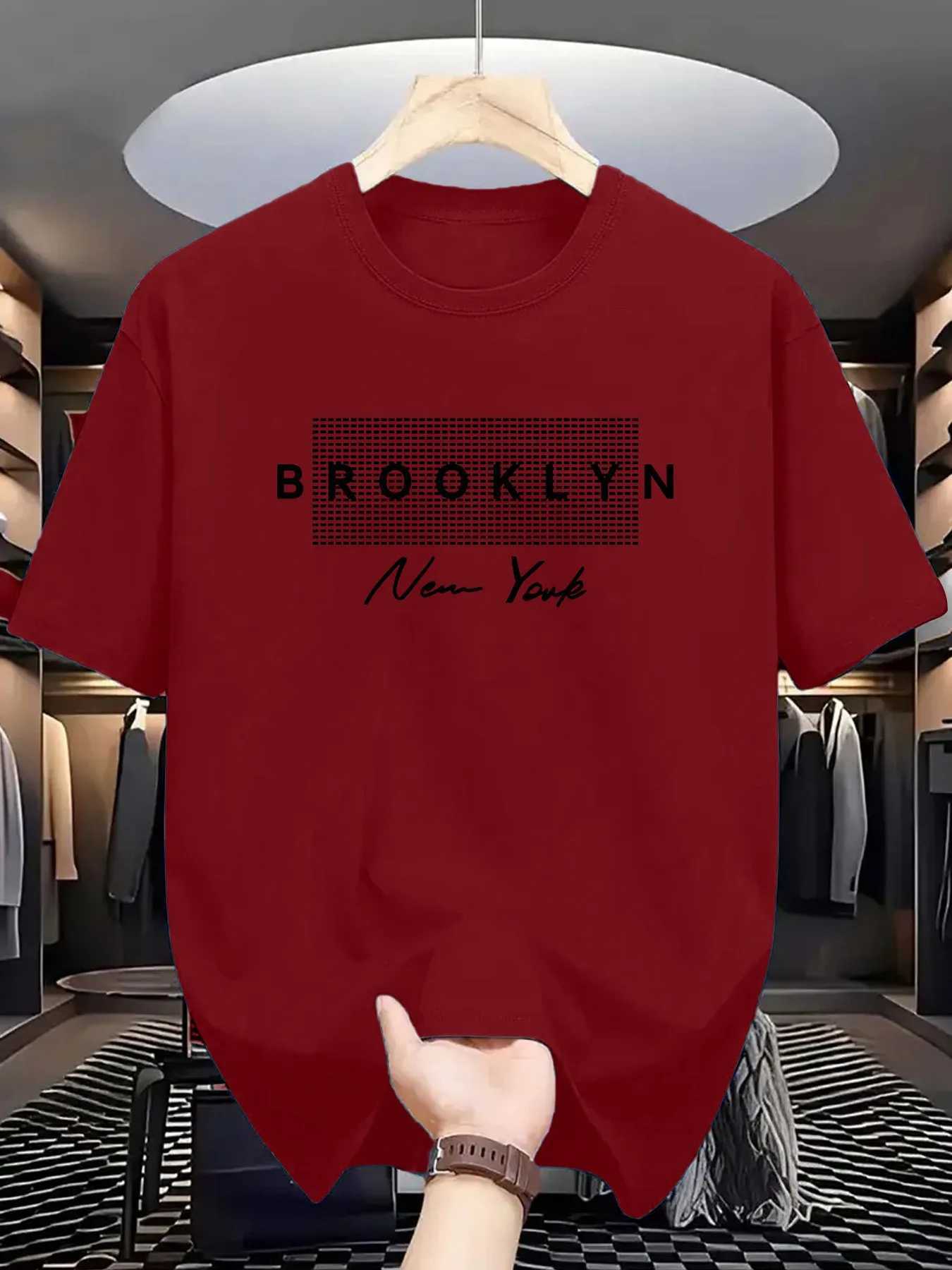 Brooklyn NY Mens T-Shirt 100% Polyester Style T-Shirt Crew Neck Slightly Stretchy Fabric Summer Casual Short Sleeve Top Z250527