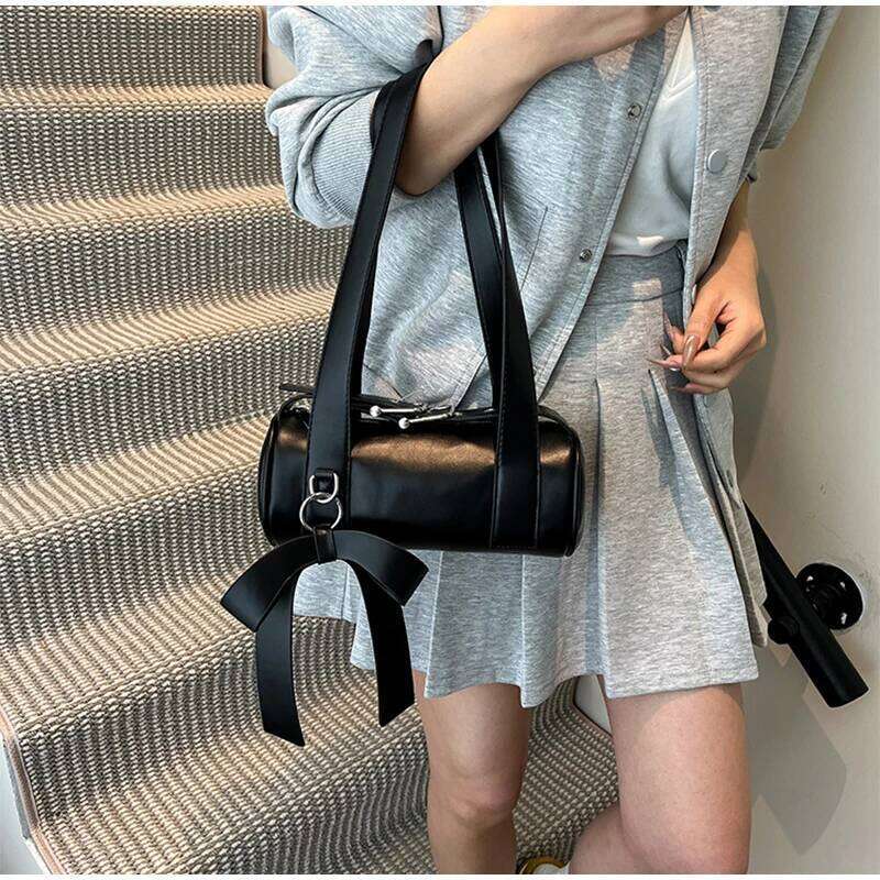 Women's Bags Designer Brand Boston Large Capacity Tote Korean Bow Handbag Female Simple Fashion Texture Underarm Trendy Versatile Shoulder Bag