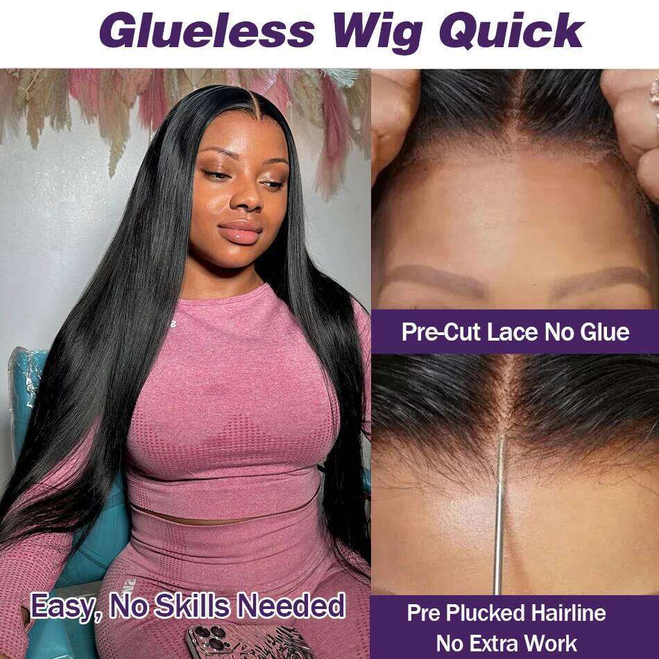 13x4 13x6 Straight Frontal Glueless Wigs 6X4 5X5 Pre Cut Lace Closure Human Wigs Wear Go Brazilian Hair