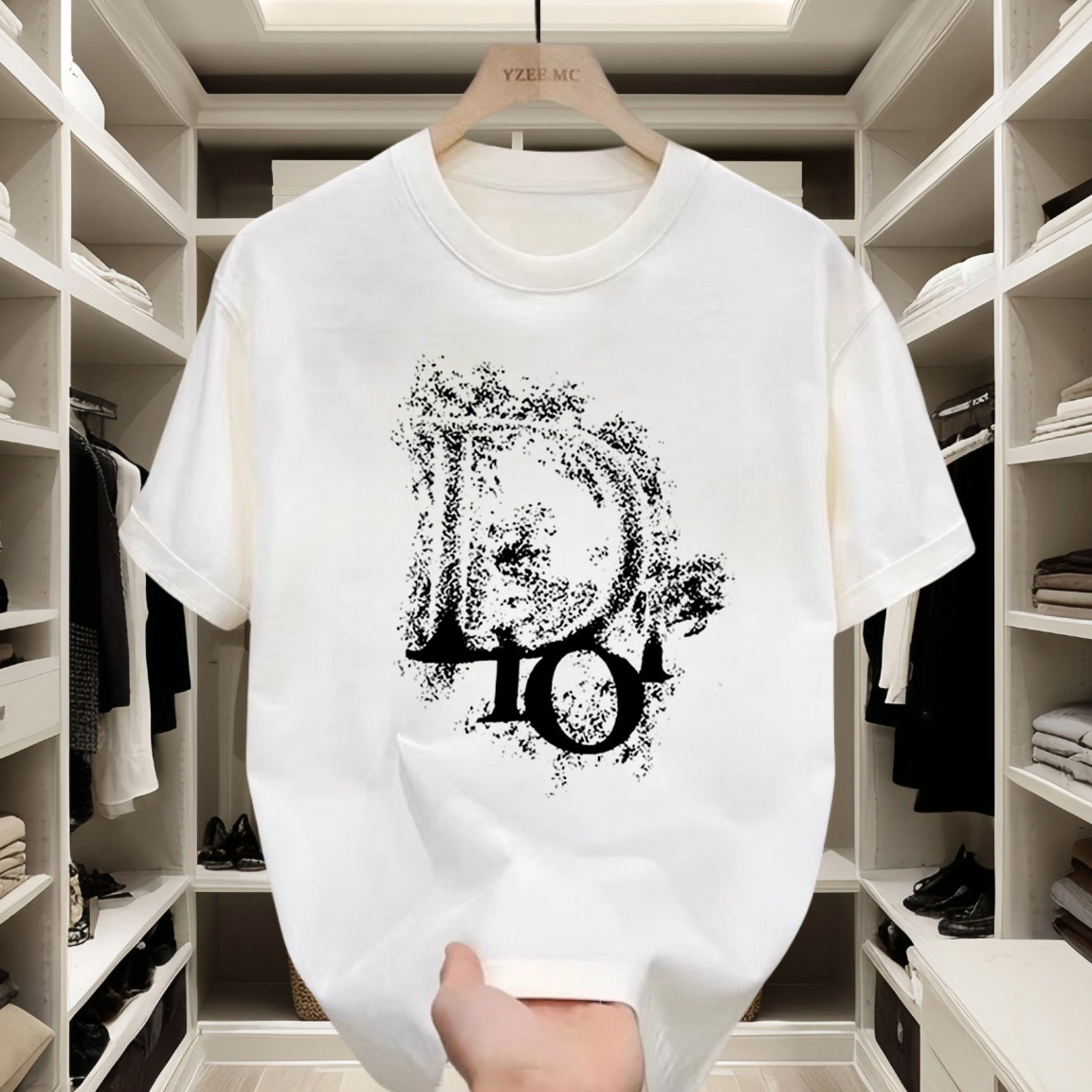 Hot Free shipping designer t-shirt for mens t-shirt black white New Summer Loose Trendy Brand Heavy Duty T-shirt