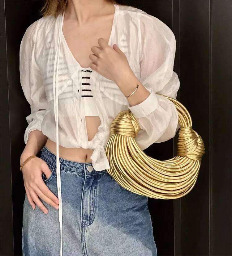 Women's Bags Designer New Gold/Sier Handwoven Rope Knotted Hobo Bag Designer Evening Clutch Shoulder Purse For Women Fashion