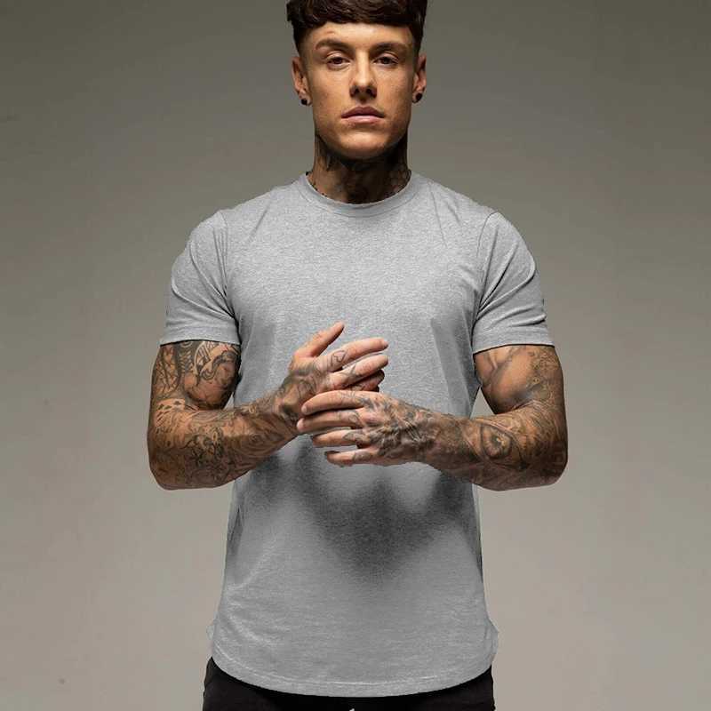 Plain Summer Workout Gym T-Shirt Mens Cotton Short Sleeves T Shirt Casual Tee Tops O-neck Streetwear Fashion Sports Clothing Z250527
