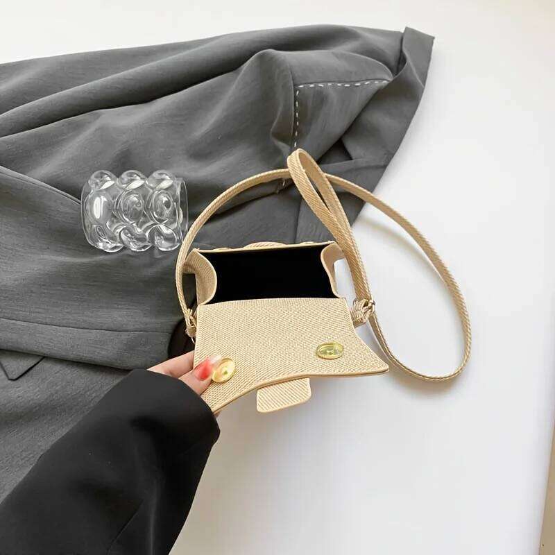 Fashion Solid Color Small Tote Crossbody Bag, Stylish Mini Handbag Mobile Phone Coin Purse, Adjustable Strap, Magnetic Closure,