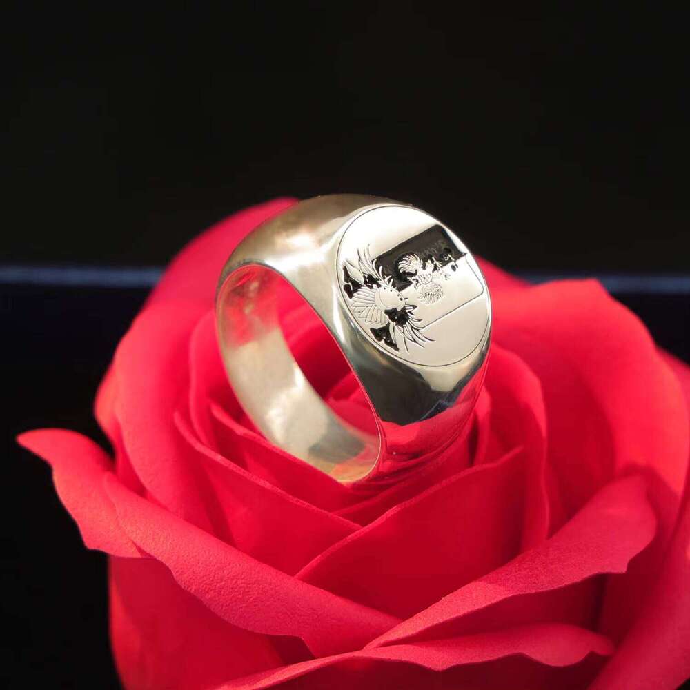 Sterling Sier Men Accept Customer's With Black Background Signet Ring for Father Gift Wholesale