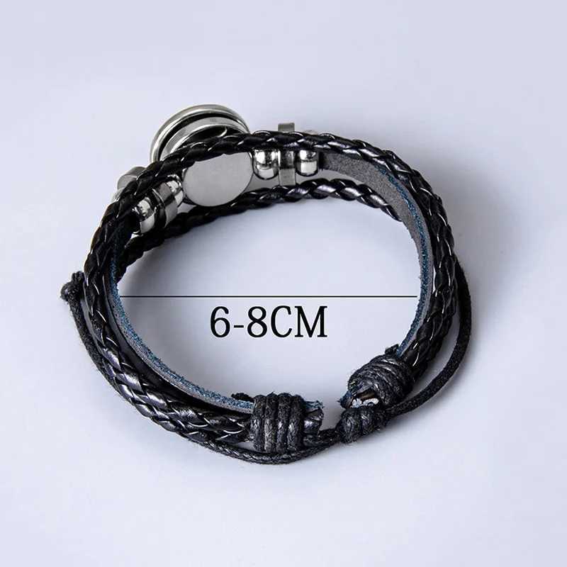 Vintage Compass Picture Glass Dome Snap Button Bracelet Multilayer Woven Leather Bracelets For Men Boys W250526