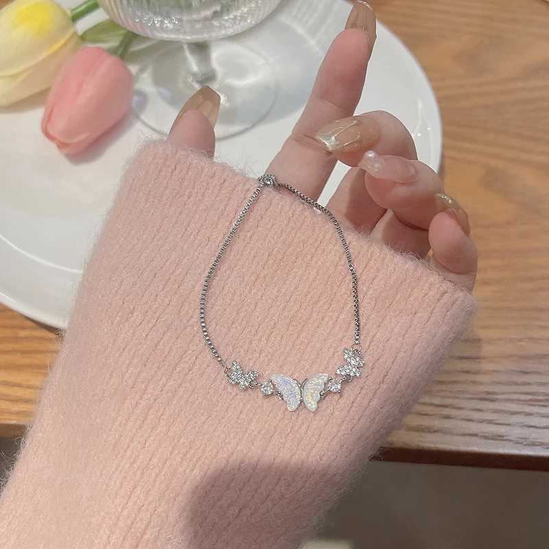 Colorful Zircon Butterfly Drawstring Bracelets For Women Lovely Bowknot Silver Color Adjustable Bracelets Jewelry Birthday Gifts W250526