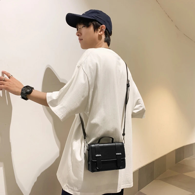 Minimalist Mens Shoulder Bag Fashionable Male PU Leather Crossbody Bags Small Flip Style Messenger Bag for Men er Handbag 250526