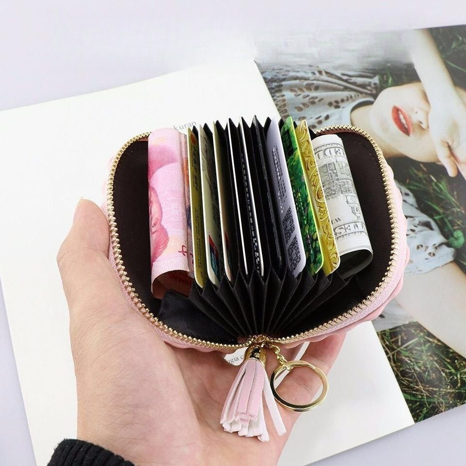 Free Shipping Designer Wallet Tassel Card Holder Women's Korean Cute Personality Mini Multi-card Slot Fresh Large Capacity Handbag Simple Coin Pu