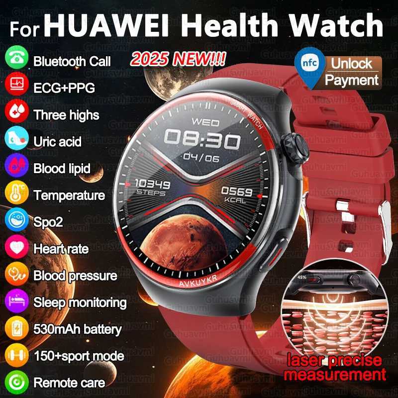 2025 New High-end Laser Detection Smart Watch Men ECG+PPG Precise Blood Pressure Heart Rate BT Call NFC For Health WatcheXJ250513