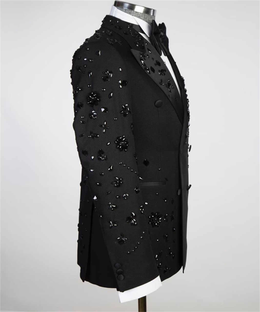 Modern Sparkly Diamond Men's Blazers Double Breasted Wedding Suit for Men Quality Slim Coat For Groom Wear Customized