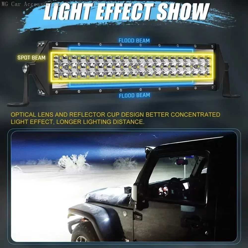 12inch 88LED 264W 5 Row LED Bar Spotlight Flood 12V 24V Offroad LED Light Bar For Truck 4X4 Off Road Car SUV ATV Work LightXJ250527