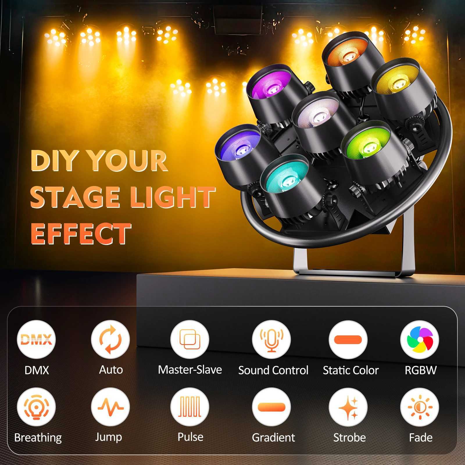 Yiflamefly 350W 7PCS Retro Lights DMX512 DJ Light 3/5/8/21/23CH Channel for Church Concert Wedding Birthday Party and Stage XJ250527