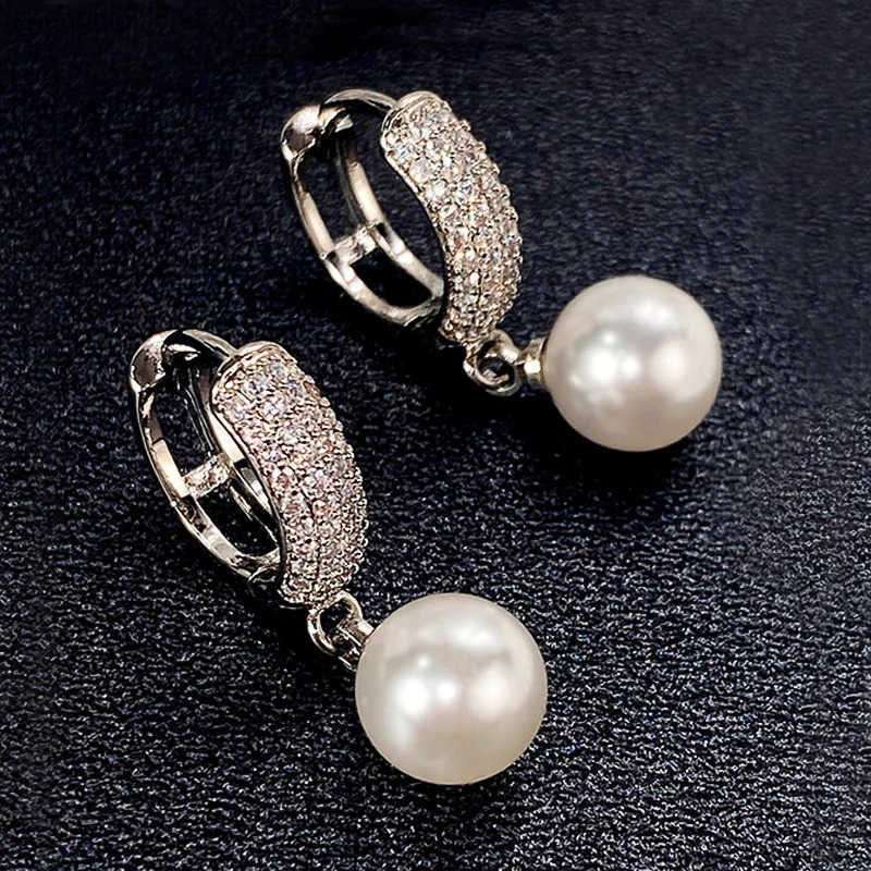 Huitan Temperament Elegant Simulated Pearl Dangle Earrings for Women Simple Stylish Design Delicate cessories Fashion Jewelry L250527