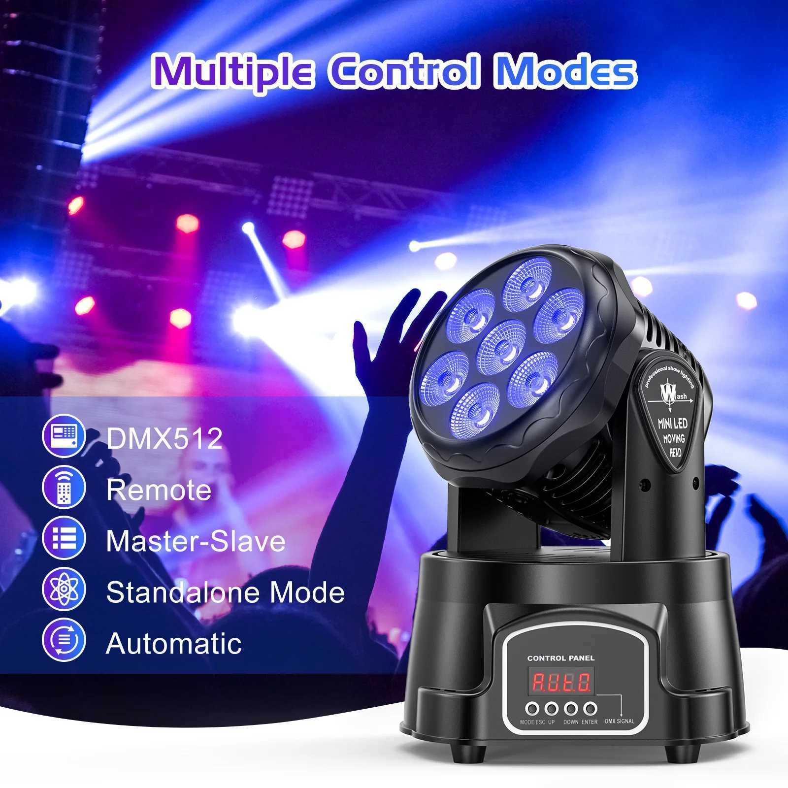 Fieryzeal 105W Beam Moving Head Light 4IN1 7x15W RGBW LED Beam Spot Effect Stage Light DMX512 for DJ Disco Party Show WeddingXJ250527