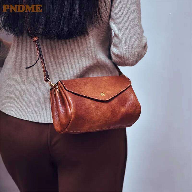Casual simple high-quality genuine leather women's small crossbody weekend outdoor soft natural real cowhide shoulder bag