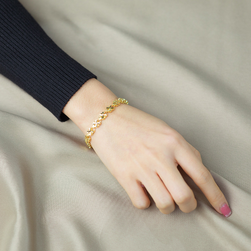 VOBIPY 2025 Fashion Lucky 14K Gold Bracelet 6mm Four-Leaf Gold Bracelet, Suitable For Women's Jewelry Gifts With For You Jewelry Fashion Accessor