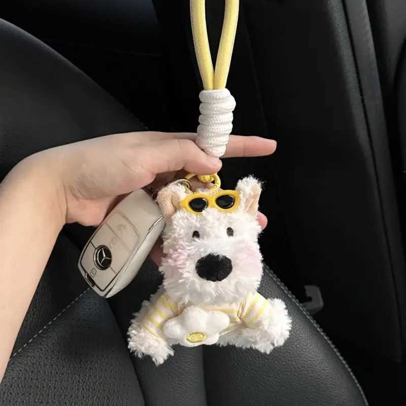 Various Outfits Cartoon Puppy Keychain Cute Small Dog Doll Plush Keychain For Bag Pendant Furry Puppy Keyrings For Couple Gifts W250526