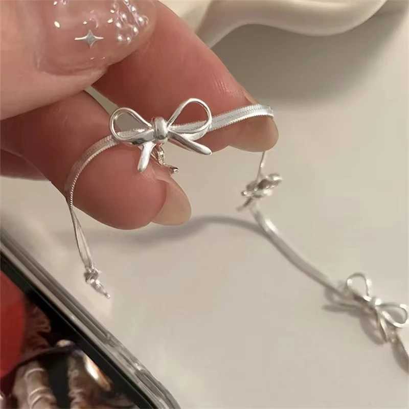 FTCY Simple Sweet Bow Bracelets for Women Girls Sparkling Ribbon Bowknot Snake Chain Bangle Chain Bracelet Party Jewelry Gifts W250526