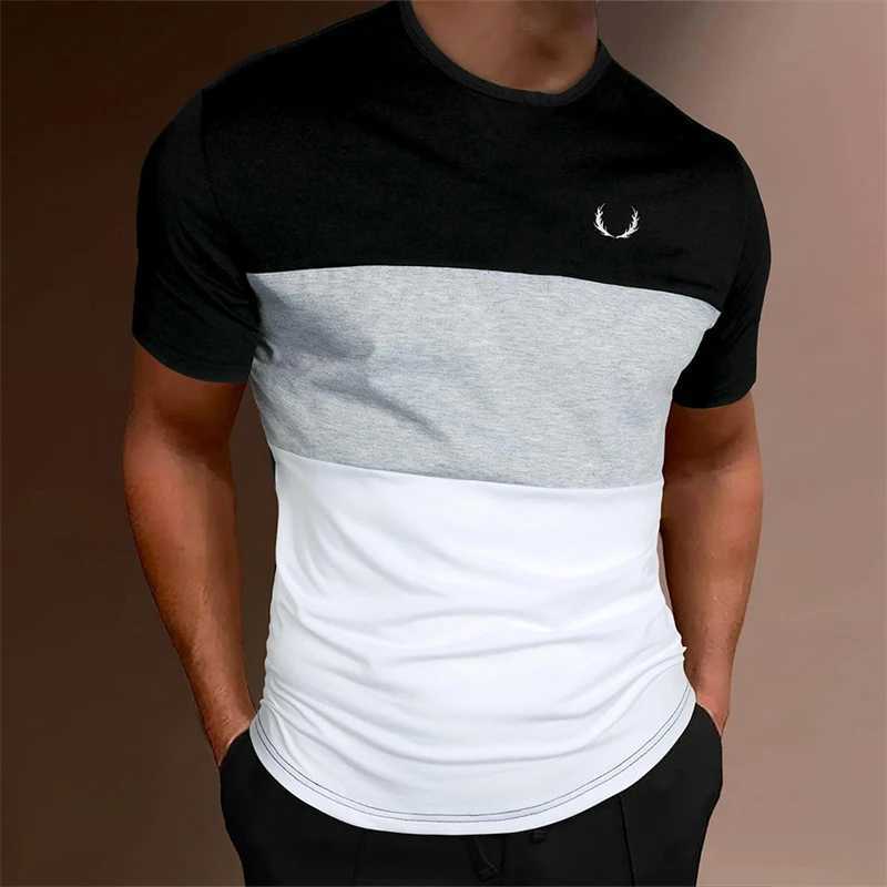 Simple Contrasting Colors T Shirts For Men Fashion Summer Short Sleeve 3D Printed T-shirts Casual Loose Daily Wear Tees Z250527