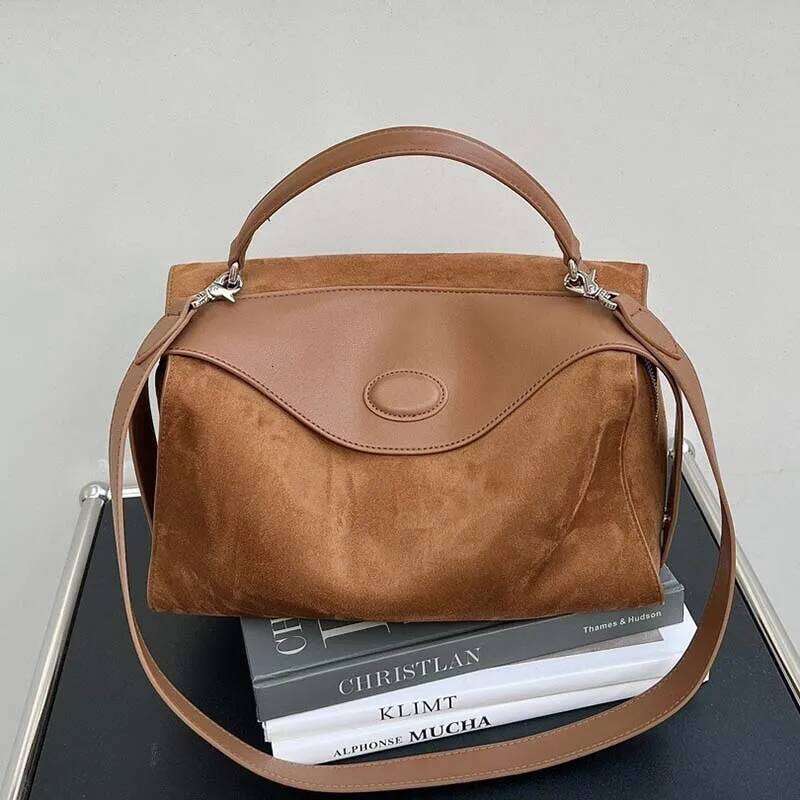 Hot Selling Suede Leather Boston Pillow Quality Women's Designer Patchwork Shoudler Bags Commuter Crossbody Bag Large Capacity
