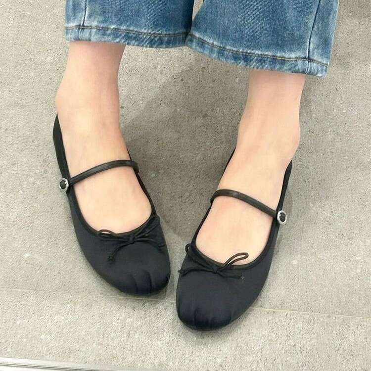2025 Spring New Bowknot Mary Jane Ballet Round Toe Single Flat Heel Women Shoes