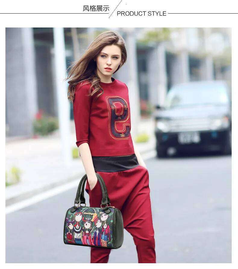 Handbags New 6 PCS Set Women Graffiti Print Colors Handbag Female Shoulder Bag Travel Shopping Ladies Crossbody Bags
