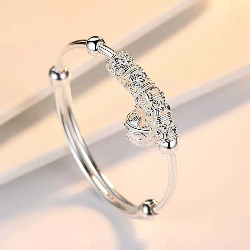 2024 Fashion Women Jewelry Gift Charm Artificial Stone Bangle Cuff Bracelet Ball Bell Pendants Sliver 925 Sterling Silver W250526