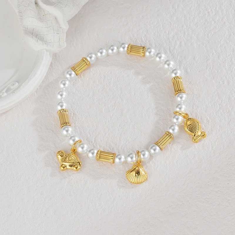 Fashion High Quality Shell Pearl Bracelet Stainless Steel Gold Color For Women Bangle Girl Jewelry Gift W250526