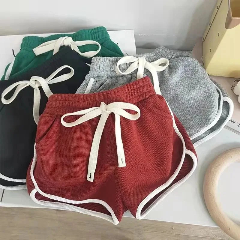 Korean Childrens Shorts Summer Baby Cool Sports Pants Casual Solid Color Girls Clothing 250527