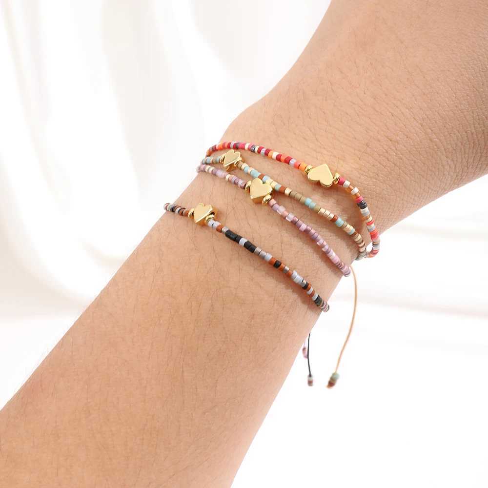 Minimalist Miyuki Bead Jewelry Dainty Heart Bracelets For Women Multicolor Colorful Boho Fashion Love Charm Friendship W250526