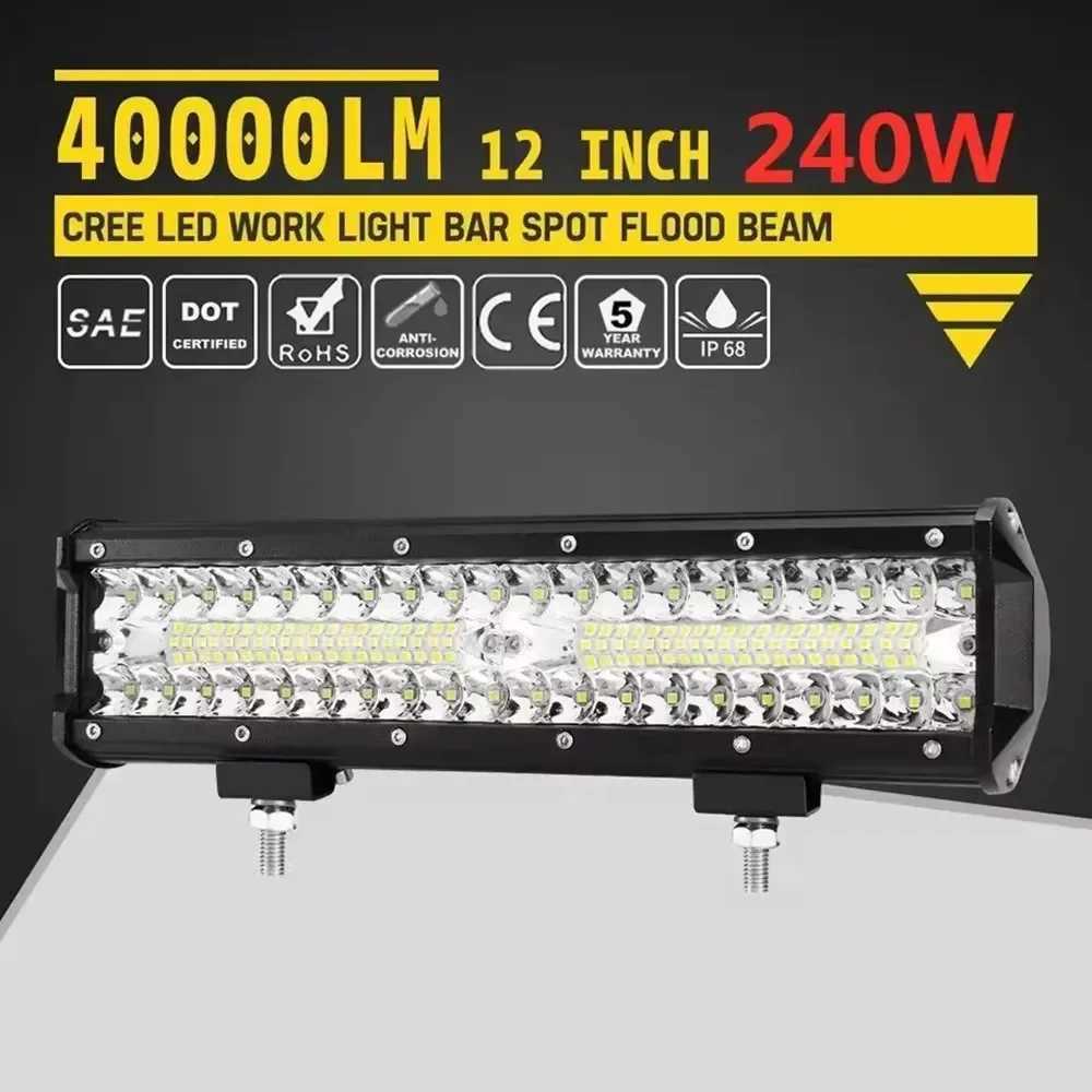 Car LED Light Bar Offroad 4x4 Spotlights Fog Lamp 12V 24V 3 Rows Headlight Truck Farm Tractor Boat SUV ATV Light Bar/work LightXJ250527