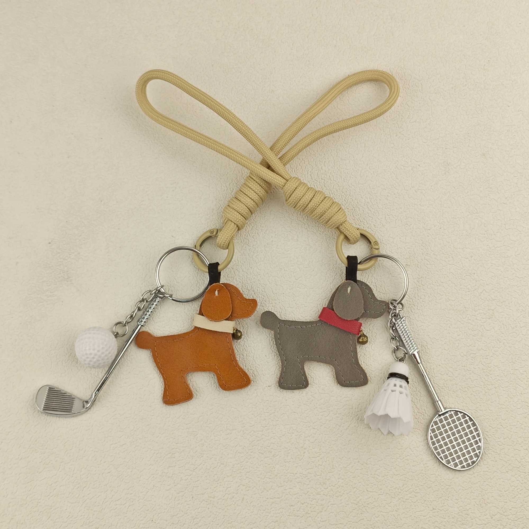 Leather Dog Bag Charm Cartoon Cute Pendant For Handbags Women Men Creative Keychain Accessories Gift W250526