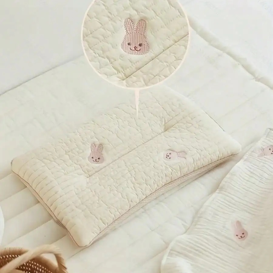 ins style baby embroidered bear quilted pillow kindergarten breathable sweatabsorbent pure cotton cute 250527