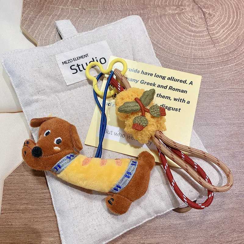 Cute Dachshund Dog Pendant Keychain For Bag Pendant Funny Puppy Doll Keychain With Lanyard Keyring For Couple Gifts Wholesale W250526