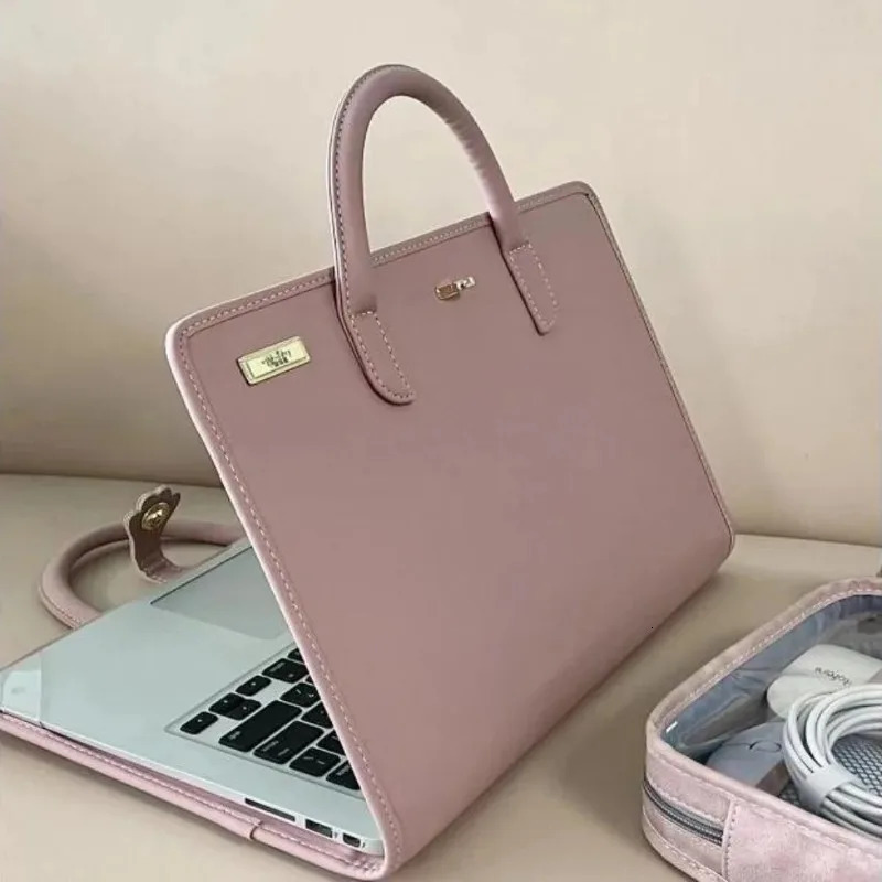 Shockproof PU Laptop SlEEve Pink with Handle Protective Case Laptop Protective Case for Macbook 250526