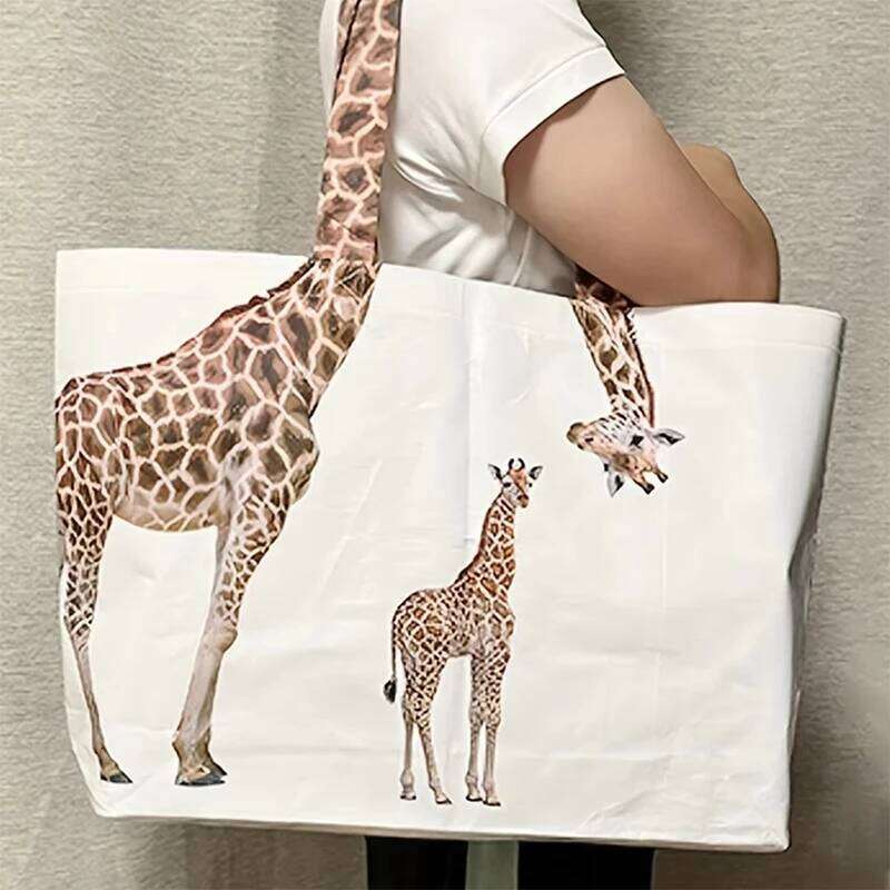 Women's Bags Designer Waterproof Shoulder Pouch Giraffe Shopping Large Capacity Creative Eco Handbag Portable Roomy Lady Woven Tote Travel Bag