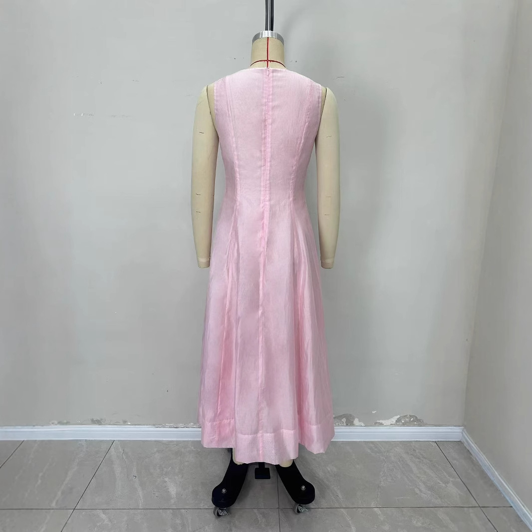First love milk sweet pink sleeveless vest dress, women's summer gentle style, age reducing temperament, long skirt