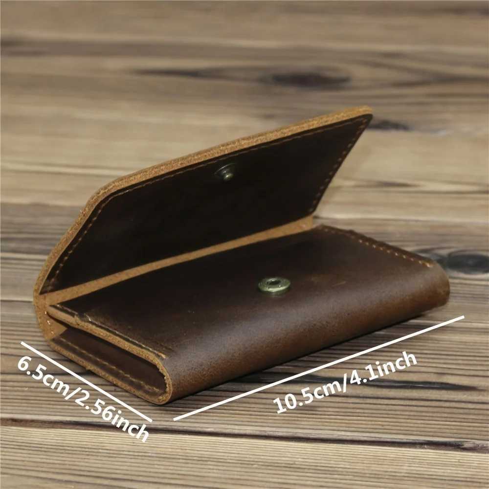 1pc Mens Genuine Leather Business Card Holder Case Small Card ID Holder Z250527