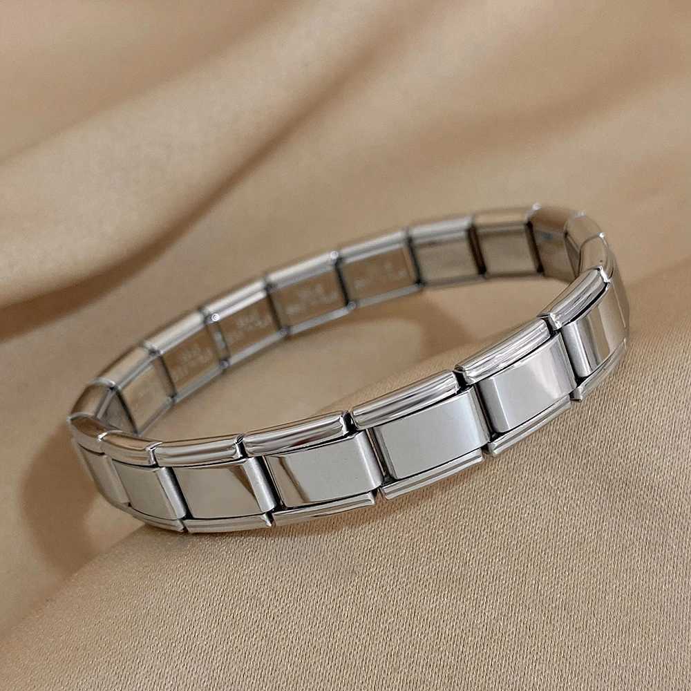 Gold Color Square Tightness Elastic Stainless Steel Bracelet Bangle for Women New Vintage Waterproof Jewelry Gifts Accessories W250526