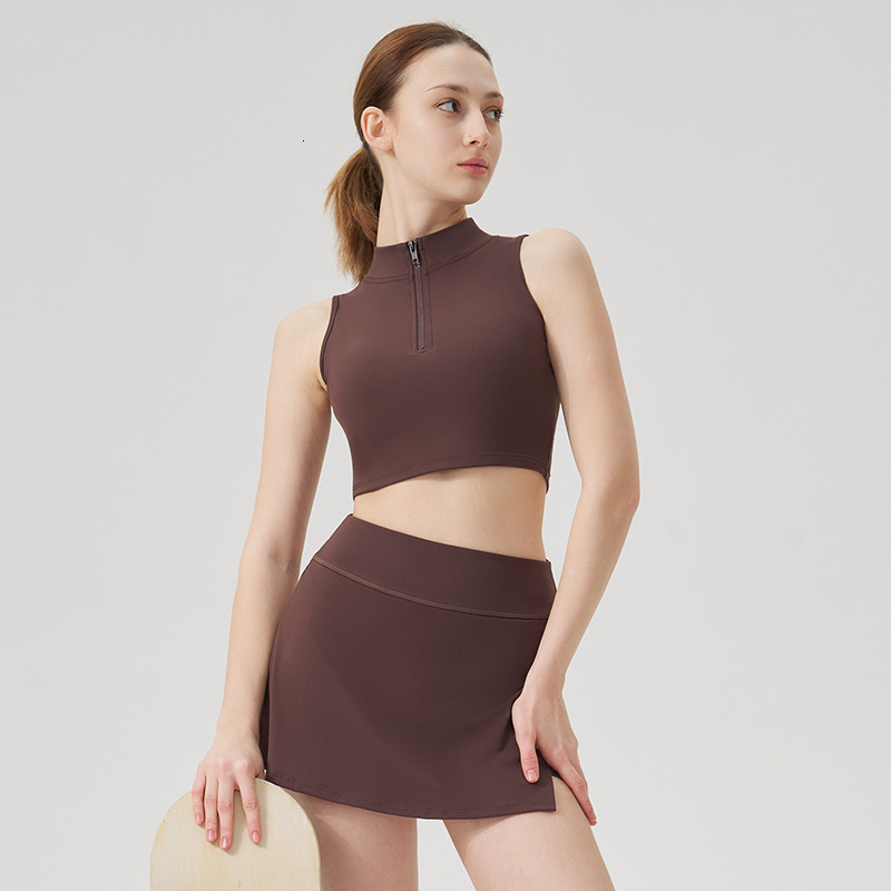 Sleeve Tight Skirt Running Sports Quick-Dry Short Set Top Yoga Vest for Women