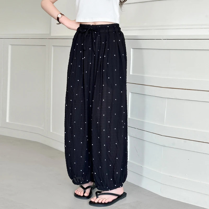 Girls Summer thin ice silk polka dot bloomers girls pants children summer straight outer wear 515 years old 250527